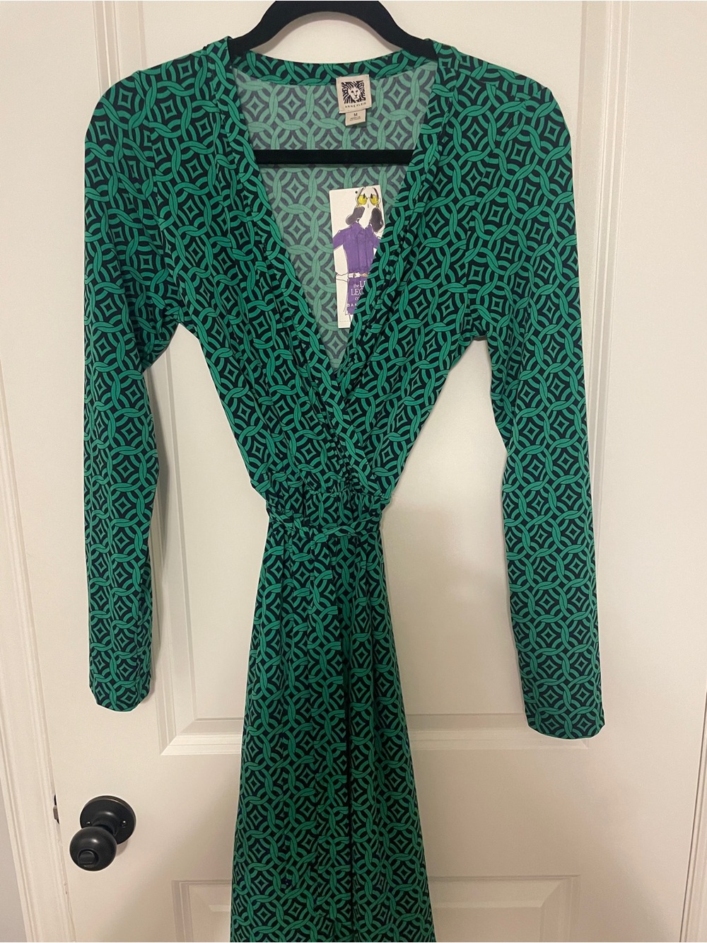 Anne Klein Green Geometric Wrap Dress